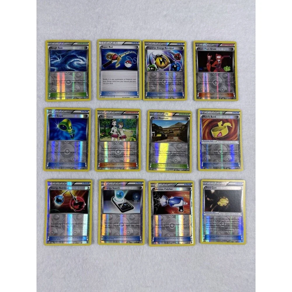 Pokémon XY Reverse Holo Trainer Card Lot of 12 Muscle Band Teammates NM/LP